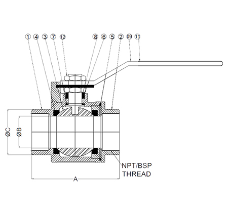 Ball Valves 1 Pcs Screw Ends Diagram