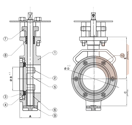 Double offset Butterfly Valve Pneumatic Actuator / Electric Actuator / Gear Operated / Handle Operated Diagram