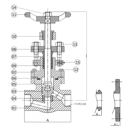 Forged Steel Globe Valve Diagram Flanged Ends / Screwed Ends / Buttweld Ends / Scoketweld Ends