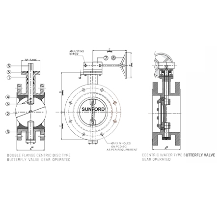 Double Flange Butterfly Valve Diagram