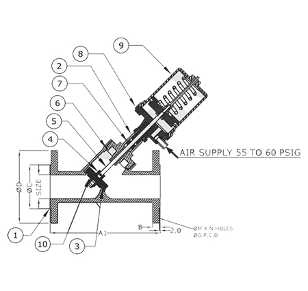 Y Type Control Valve Diagram Flanged End / Screw Ends